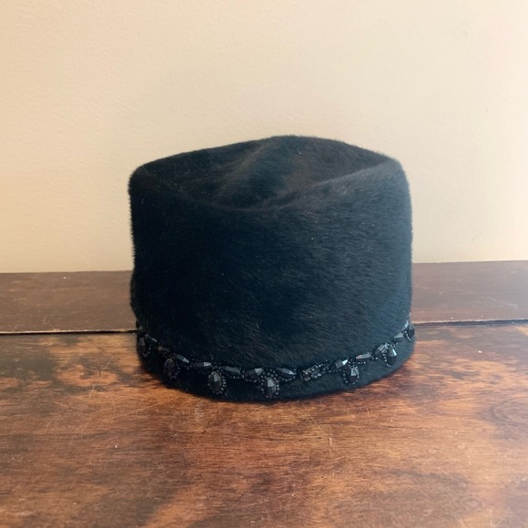 Jan Leslie Helios French Room 1960s beaded mourning Vintage Hat made in Italy - Picture 11 of 12